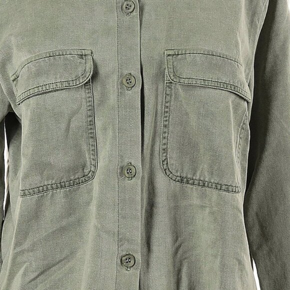 Bella Dahl Size L Long sleeve soft fabric sage green button-down shirt - Picture 2 of 5